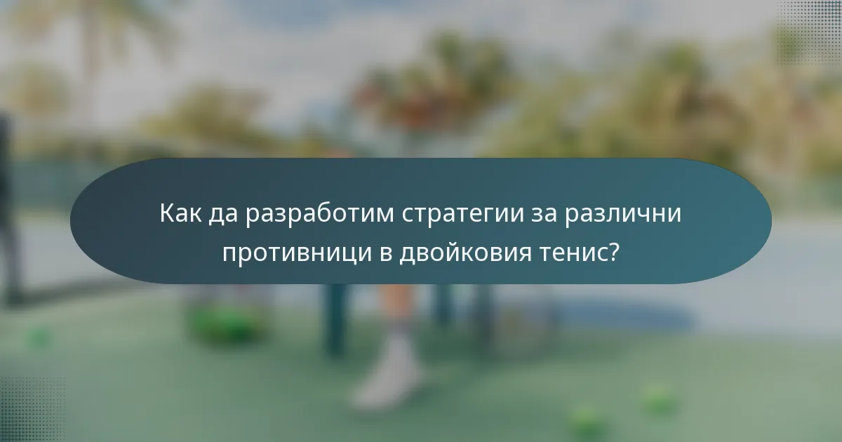Как да разработим стратегии за различни противници в двойковия тенис?