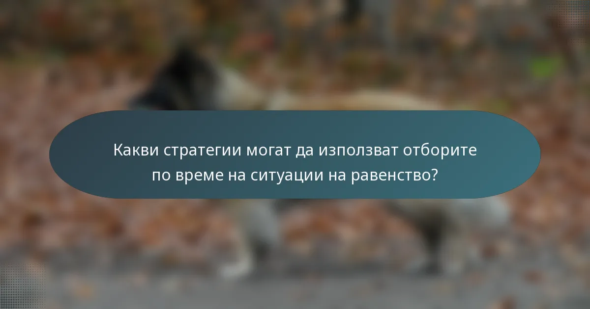 Какви стратегии могат да използват отборите по време на ситуации на равенство?